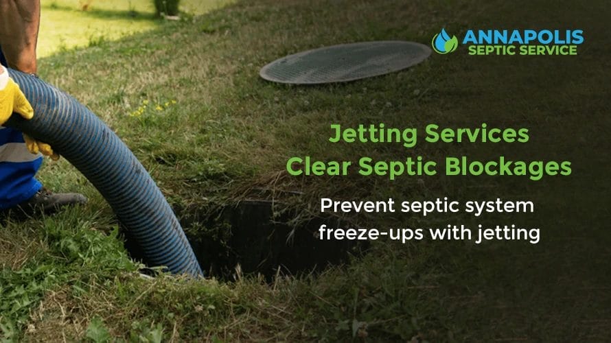 Jetting services clearing blockages in septic systems during cold weather.