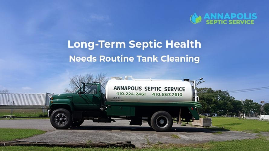 Worker performing septic tank cleaning at a residential property in Maryland