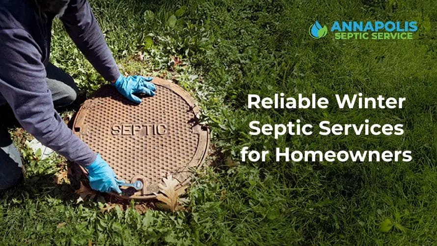 Technician inspecting and jetting residential septic system