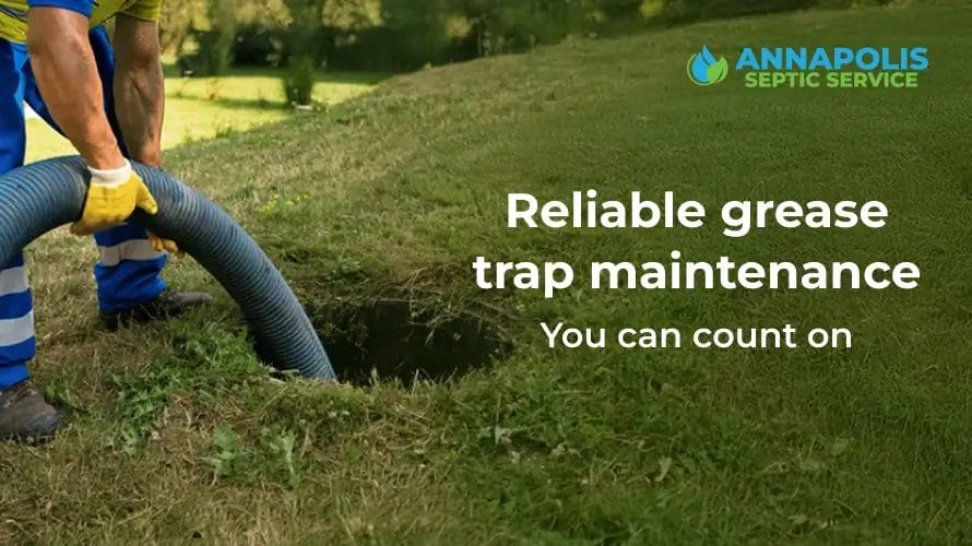 technician performing commercial grease trap maintenance service